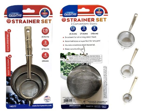 96 Pieces 3 Piece Strainer Set - Stainless Steel Cookware