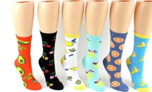 72 Pieces Ladies Crew Sock Fruit - Women's Crew Sock