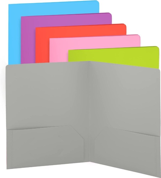48 Pieces Plastic Solid Color 2-Pockets Poly Portfolio, Gray - Folders And Report Covers