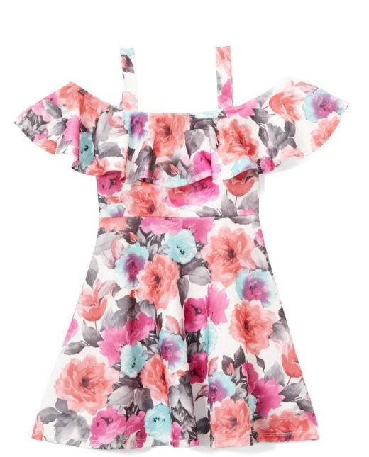 6 Pieces Girls Lavender Flower Print Dress Size 7-14 - Girls Dresses And Romper Sets