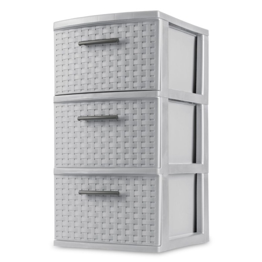 2 Pieces Sterilite 3 Drawer Weave Tower, Cement - Storage & Organization