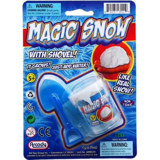 72 Pieces Magic Snow Set In 2" Cup W/ 3" Shovel On Card, 4 Assrt - Magic & Joke Toys