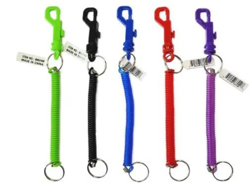 72 Pieces Coil Keychain with Snap Hook - Wholesale Key Chains for Sale