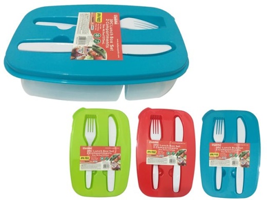 24 Pieces 3 Piece 2 Compartment Lunch Box