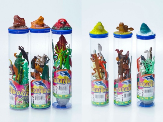 144 Pieces 6 Assorted Animals Tube with Animal Head Lid - Animals & Reptiles
