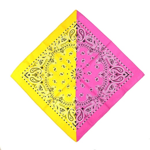 72 Pieces Splicing Color Bandanas in Yellow and Pink - Bandanas