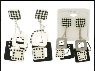 36 Pairs Dice Dangle Earrings Multi Color And Silver Tone - Earrings