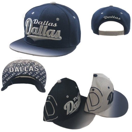 24 Pieces Snap Back Flat Bill Dallas Fade Top Printed Bottom Bill - Baseball Caps & Snap Backs