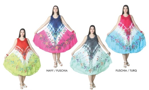 48 Pieces Woman's Tie Dye Rayon Umbrella Dress - Womens Sundresses & Fashion