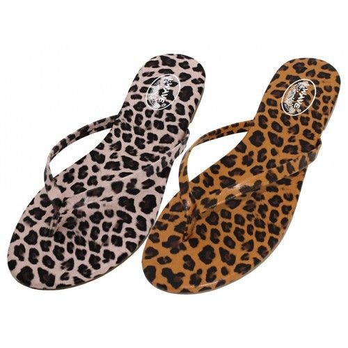 Women's Wave Leopard Printed Upper Thong Sandals