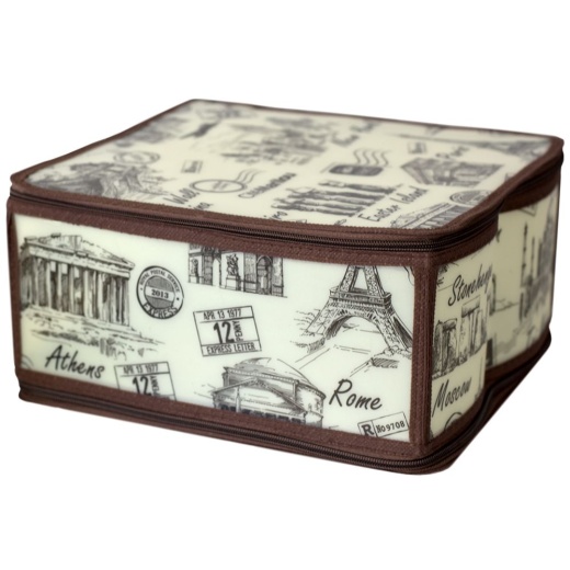 12 Pieces Home Basics Cities Medium Zippered Plastic Storage Box, Brown - Storage & Organization