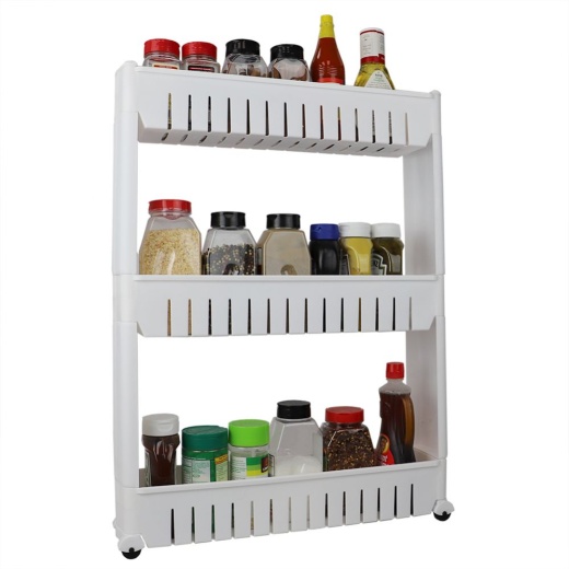 4 Pieces Home Basics 3 Tier Plastic Storage Tower With Wheels, White