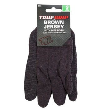 72 Pieces Brown Jersey Gloves with Mini Dots True Grip - Working Gloves