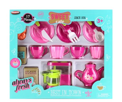 6 Pieces Sweet Cafe 14 Pcs Tea Play Set In Open Blister Box - Toy Sets