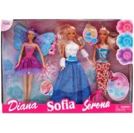 12 Pieces 3Pc 11.5'' Diana | Sofia | Serena Dolls In Window Box