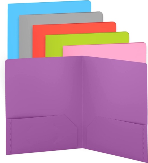 48 Pieces Plastic Solid Color 2-Pockets Poly Portfolio in Purple - Folders and Report Covers