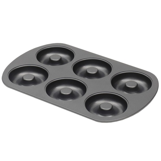 12 Pieces Home Basics 6-Cup Non-Stick Donut Pan, Black - Pots & Pans