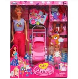 12 Pieces 11.5" Andrea Doll with Mini Doll and Accessories in Window Box