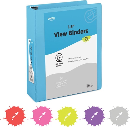 12 Pieces 1.5" O-Ring View Binder With 2-Pockets, Blue - Binders