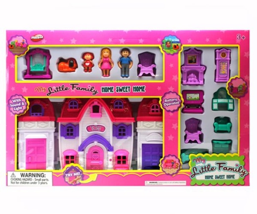 6 Pieces House Play Set with Bell Sound and Light - Batteries Included - Toy Sets