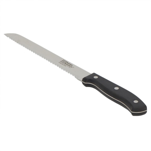24 Pieces Home Basics 8" Stainless Steel Bread Knife With Contoured Bakelite Handle, Black - Kitchen Knives