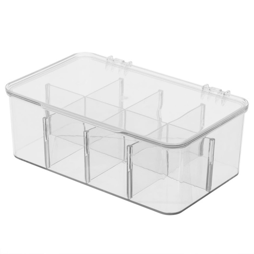 6 Pieces Home Basics 8 Compartment Plastic Tea Storage Box, Clear