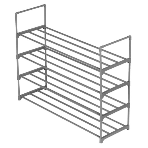 6 Pieces Home Basics 4 Tier Shoe Rack, Grey - Storage & Organization