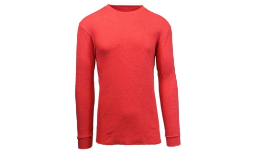 36 Pieces Men's Waffle Knit Thermal Shirt in Red, Size XL - Men's Thermals