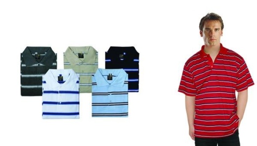 48 Pieces Mens Regular Fit Quick Dry Stripe Polo Shirt - Mens T-Shirts