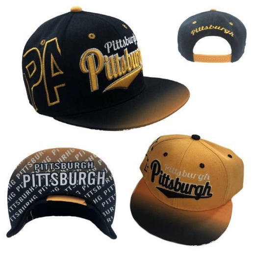 24 Pieces Snap Back Flat Bill Pittsburgh Fade Top Printed Bottom Bill - Baseball Caps & Snap Backs