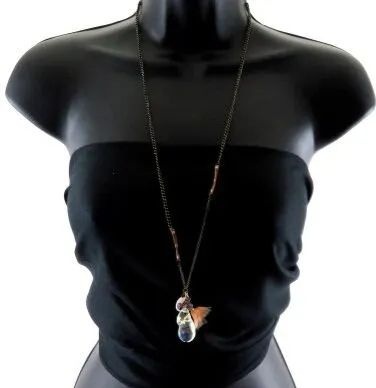 12 Pieces Long Necklace With Two Coiled Strings - Necklace