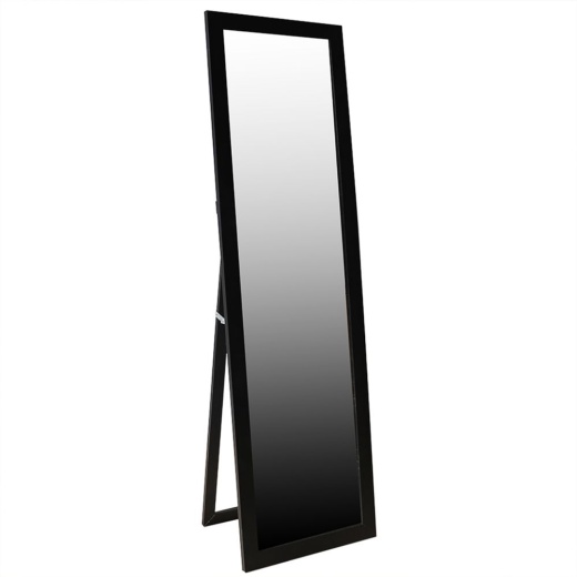 6 Pieces Home Basics Easel Back Full Length Mirror With Mdf Frame, Black - Assorted Cosmetics