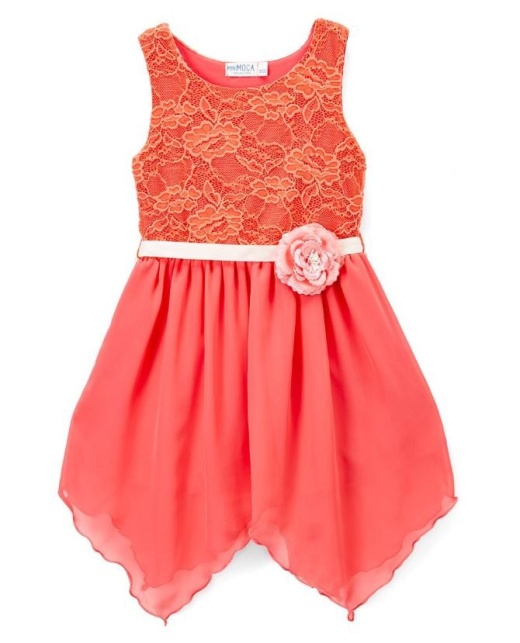6 Pieces Girls' Coral Chiffon Dress In Size 4-6X - Girls Dresses And Romper Sets