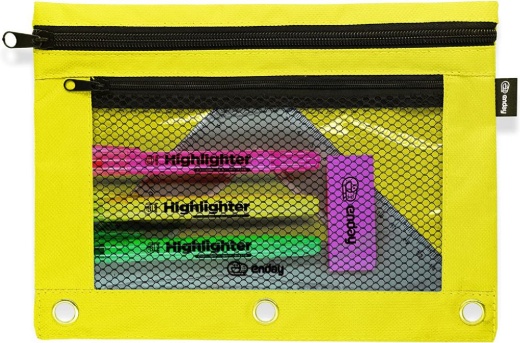 24 Pieces Double Zipper 3-Ring Pencil Pouch With Mesh Window, Red