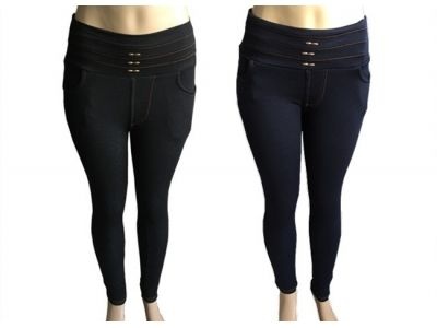 48 Pairs Womens Fur Lined Denim Look Straight Fit Pants - Womens Pants