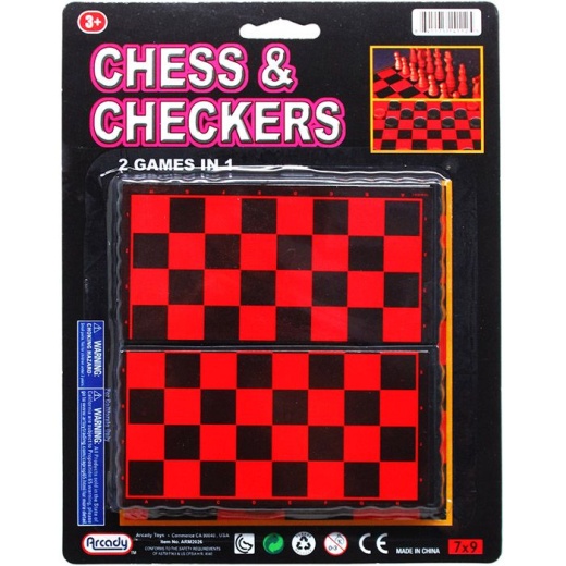 72 Pieces 2 In 1 Chess & Checkers Game Set On Blister Card - Dominoes & Chess