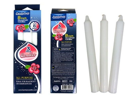 96 Pieces 3 Piece White Household Candles