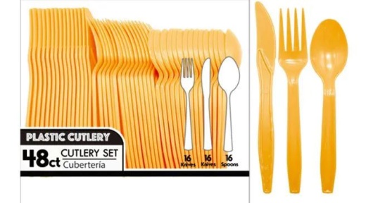 72 Pieces 48ct Cutlery Macron Orange Set - Party Paper Goods