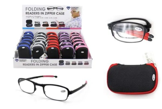 30 Pieces Folding Readers In Zipper Case - Reading Glasses