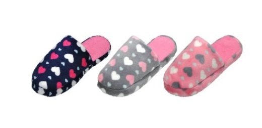 36 Pieces Womens Assorted Plush Heart Slippers - Women's Slippers