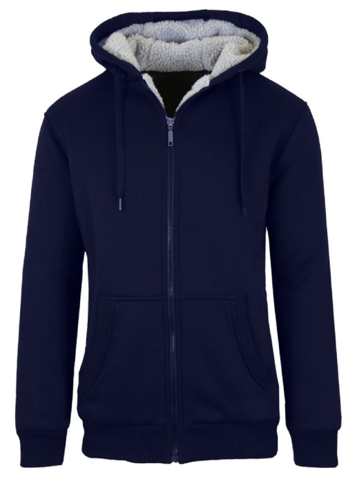 12 Pieces Mens Navy Fleece Line Sherpa Hoodies Assorted Sizes - Modern-Fit Design
