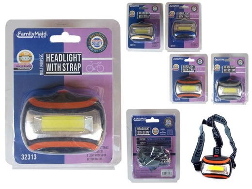 144 Pieces COB Headlight with Strap - Lightbulbs