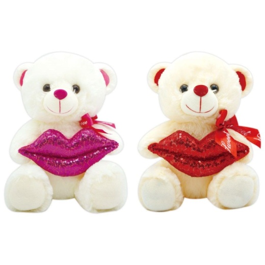 12 Pieces Valentine Plush Teddy Bear With Lips Assorted - Plush Toys