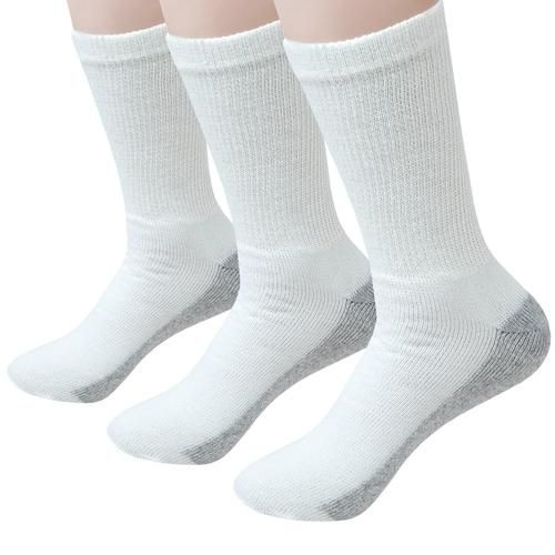 120 Pairs Unisex Crew Cut Athletic Socks in White with Grey - Mens Crew Socks