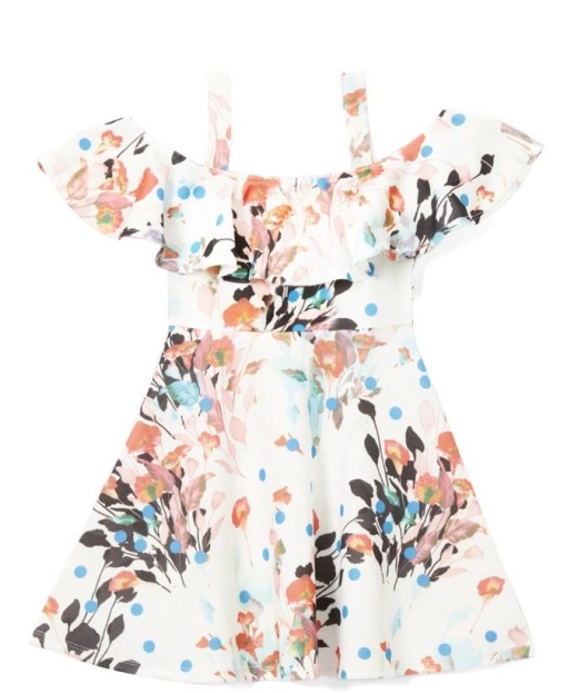 6 Pieces Girls Red Flower Print Dress In Size 7-14 - Girls Dresses And Romper Sets