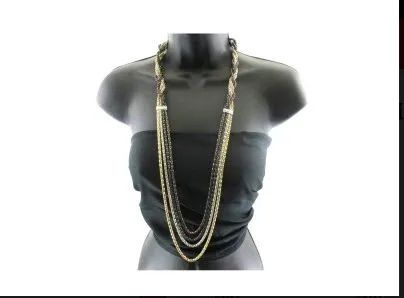 12 Pieces Half Braided Multicolor Chain Necklace - Necklace