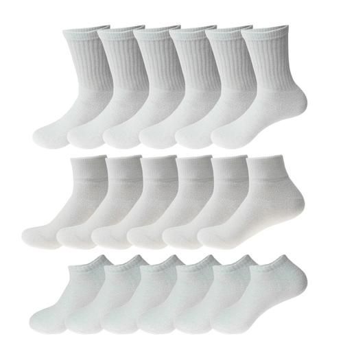 144 Pairs Socks Men's Crew, Ankle And Low Cut Athletic Size 9-11 In White - Mens Crew Socks