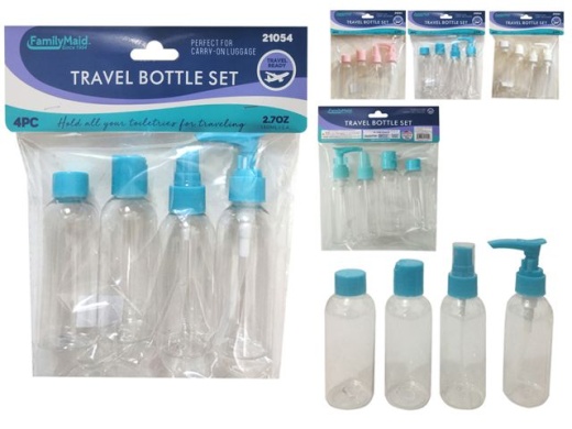 96 Pieces Travel Bottle 4Pc Set Solid