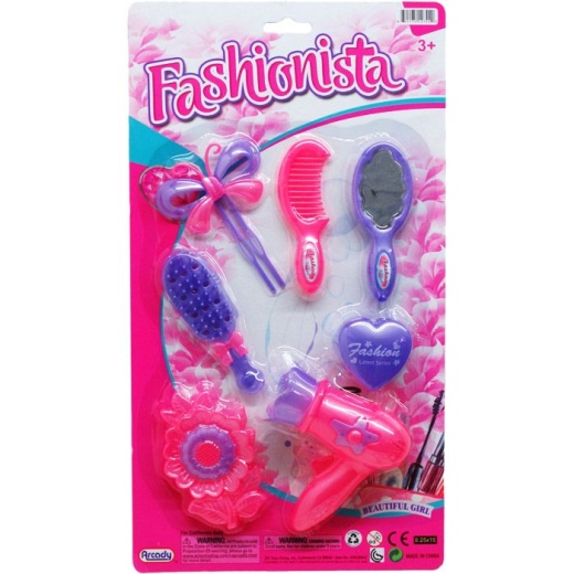 48 Pieces 7Pc Beauty Play Set On Blister Card, 2 Assrt Styles - Girls Toys