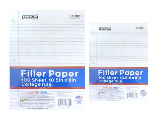 24 Pieces Filler Paper 10.5''X8'' - Premium Quality Paper for Uninterrupted Writing